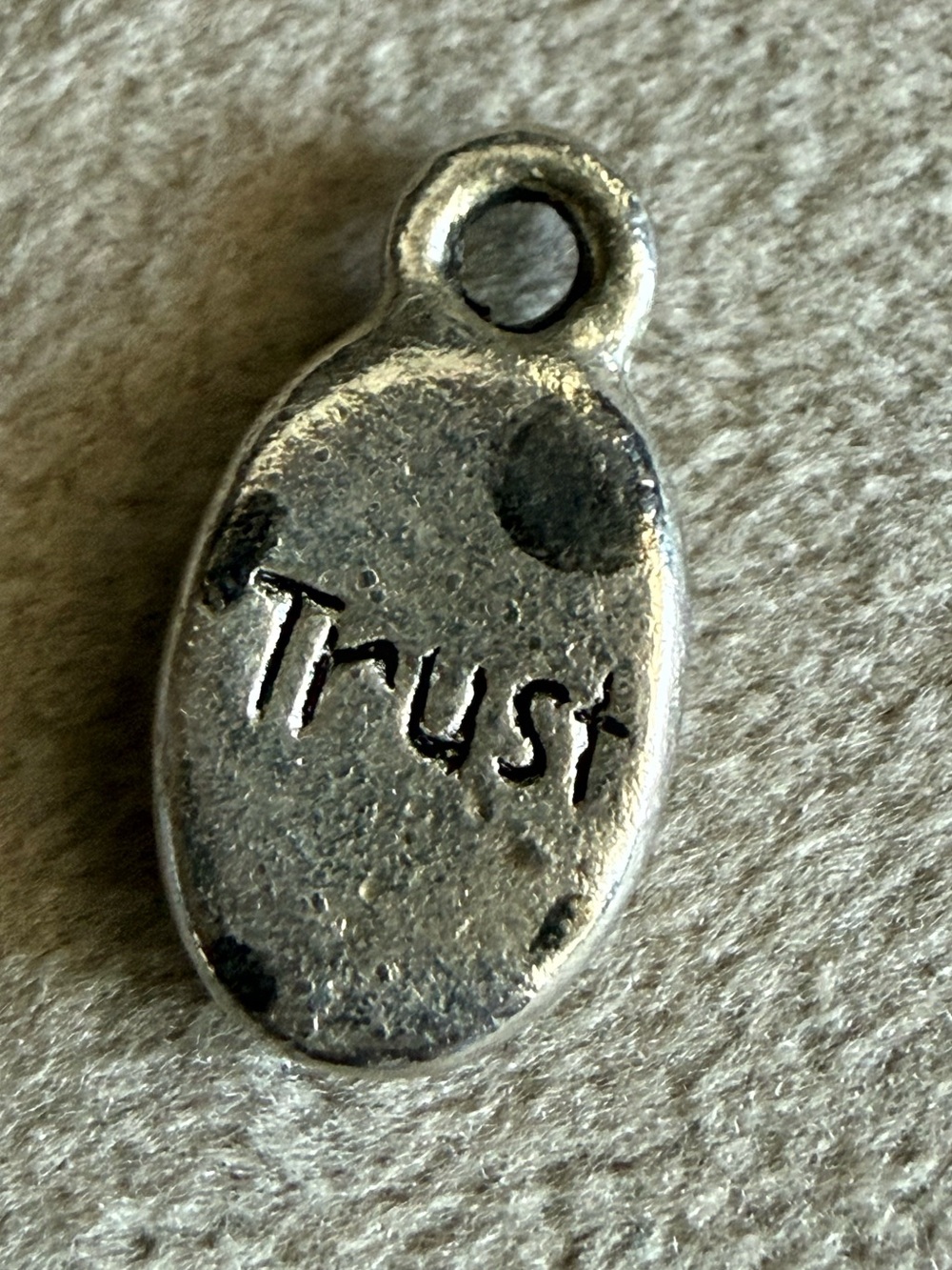 'Trust' Oval Silver Charm Pendant
